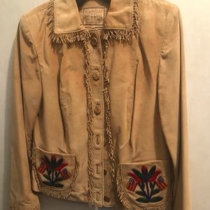 Vintage genuine leather jacket 4th July Flag